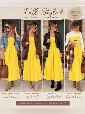 Petal & Pup Cream Smocked Midi Dress with Side Cutouts *golden yellow*